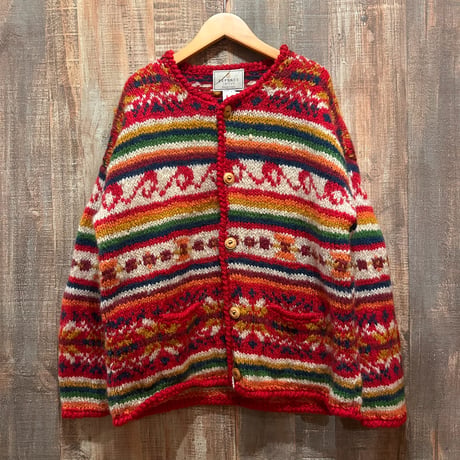 EXPRESS TRICOT 総柄ニットカーディガン