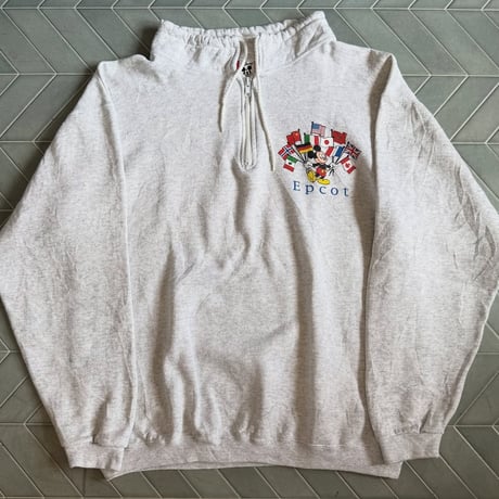 90s USA製 ハーフジップミッキースウェット