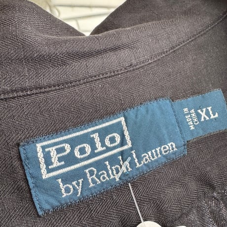 Ralph Lauren リネンシルク オープンカラーシャツ XL ブラック