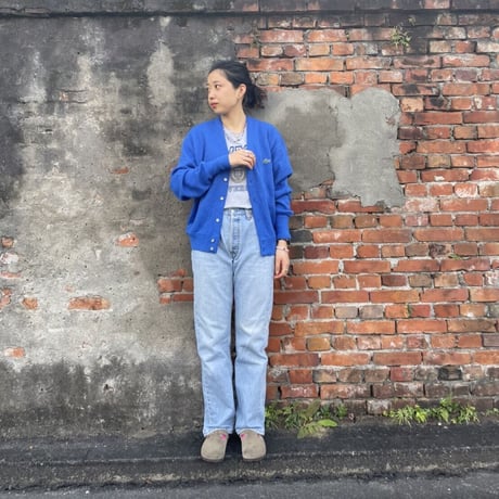 80's LACOSTEアクリルニットカーディガン