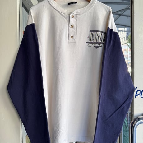 USA製 90's HARLEY DAVIDSON ヘンリーネックロンT L