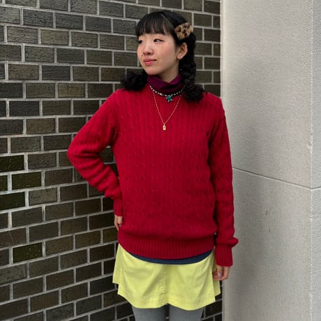 Polo コットンケーブルニット