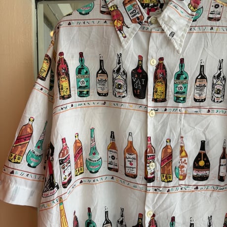 70's〜お酒総柄シャツ