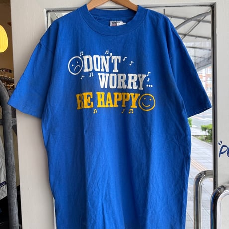 90's USA製〝Don't worry be happy〟プリントT XL