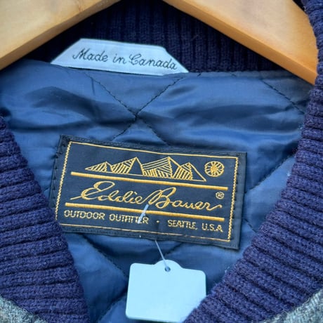 カナダ製　Eddie Bauer チェック柄ウールスタジャン