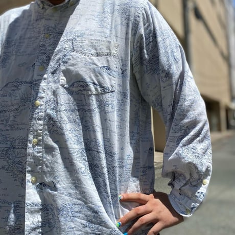 90s nautica 世界地図シャツ