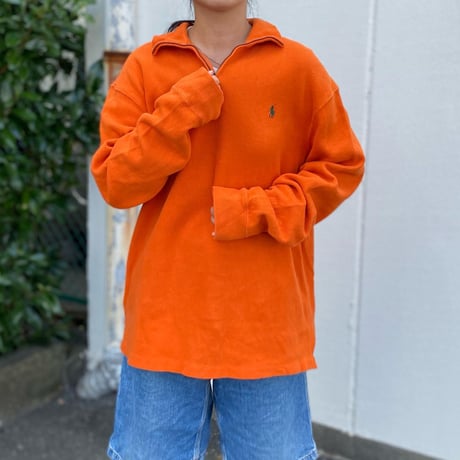 POLOハーフジップコットンニット