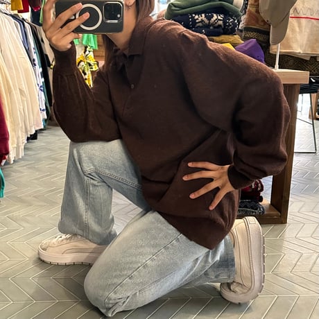 ウールニットポロシャツ