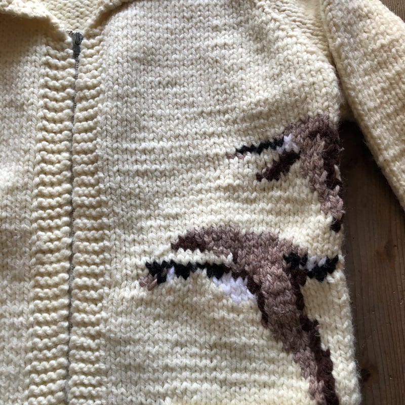 Vintage カウチンカーディガン 鳥 ショールカラー | CUSTOM FEVER Vintage カウチンカーディガン 鳥 ショールカラー | CUSTOM FEVER