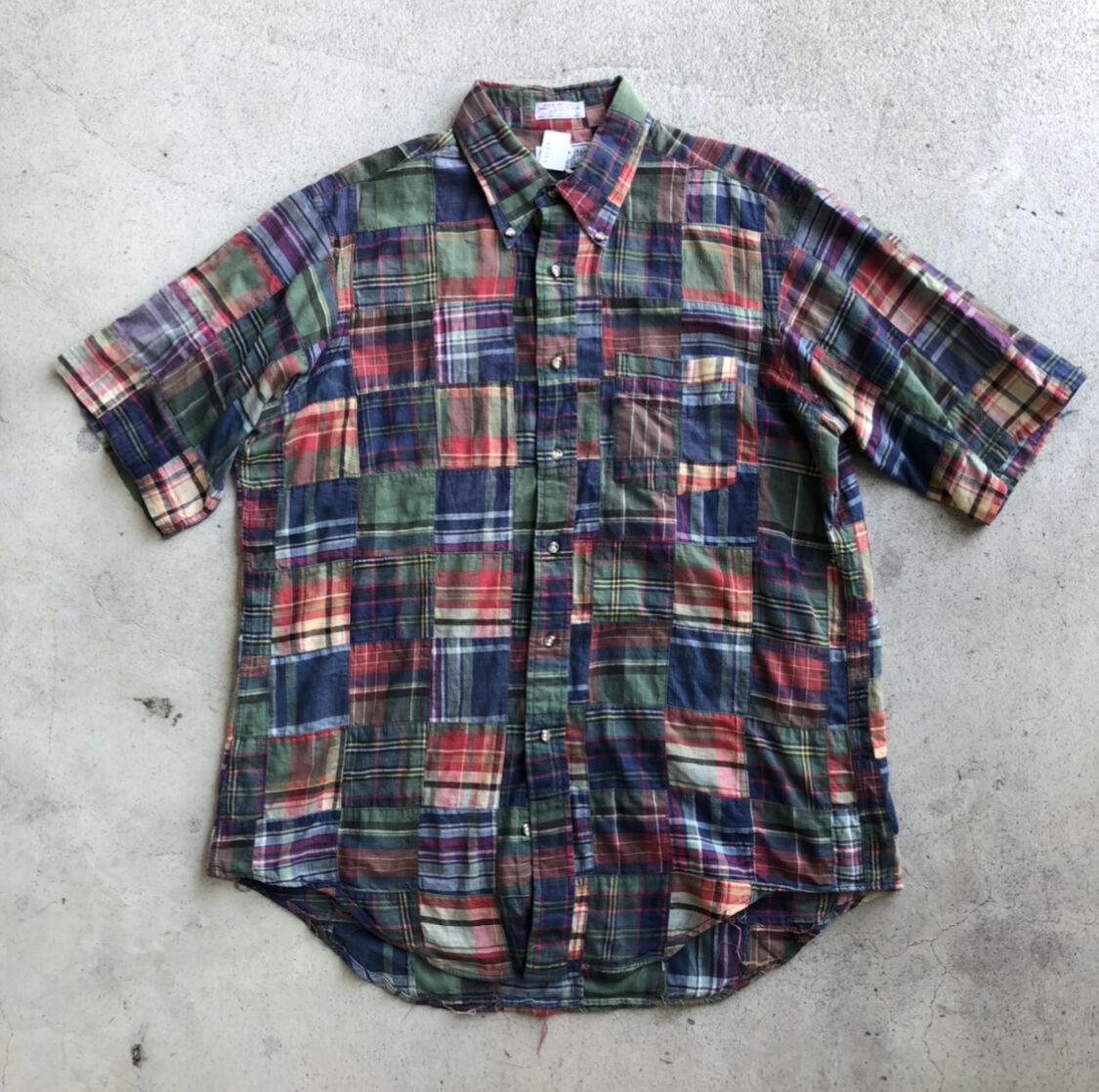 USA製半袖マドラスチェックパッチワークシャツ | CUSTOM FEVER