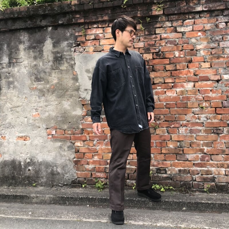 Levi's リーバイス(L)無地 黒 シンプル シャツ トップス コットン Levi's デニムシャツ 黒 L | CUSTOM FEVER