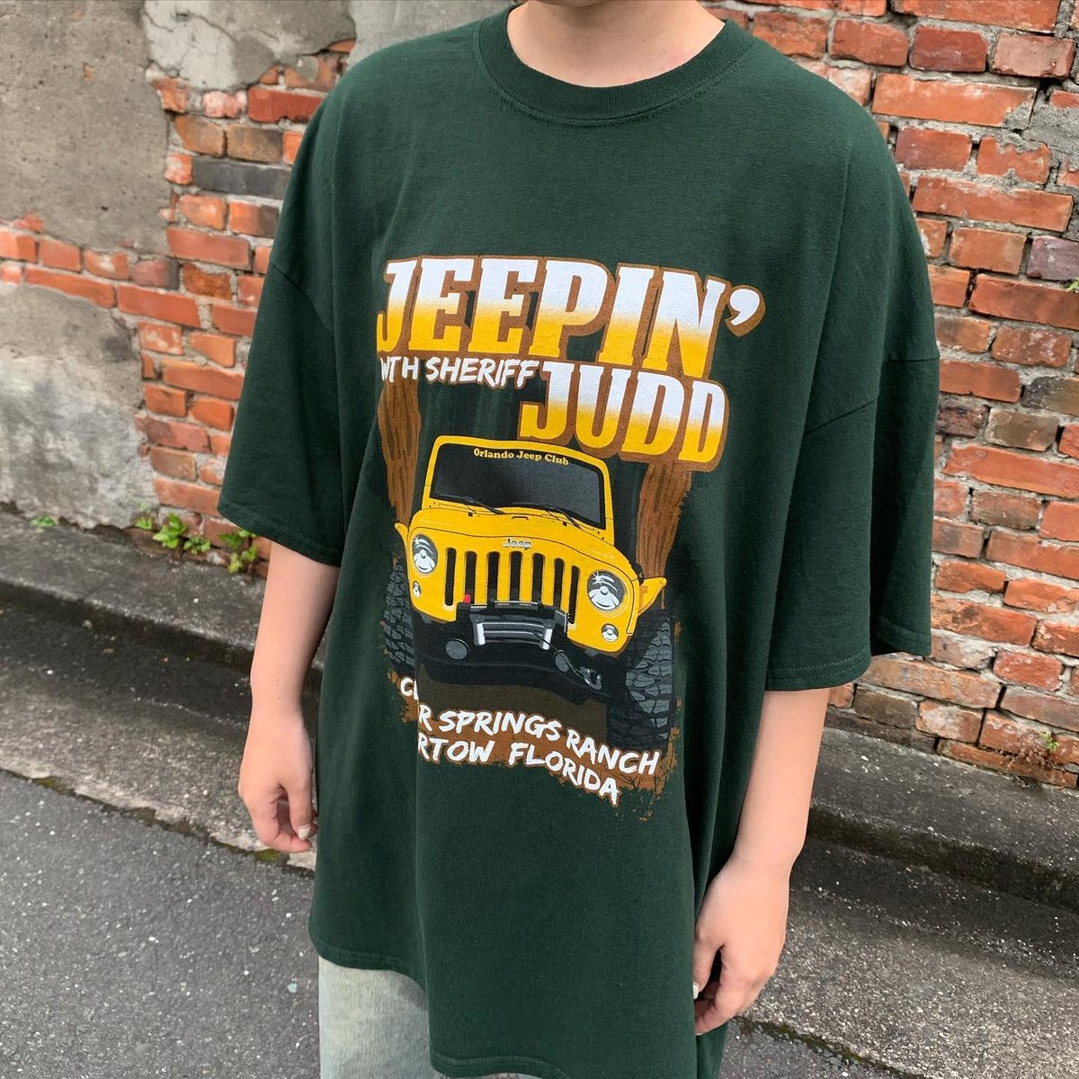 【JEEP】一枚で決まる! 190g M-Logo グラフィック Tシャツ dfrostgreen.jpg