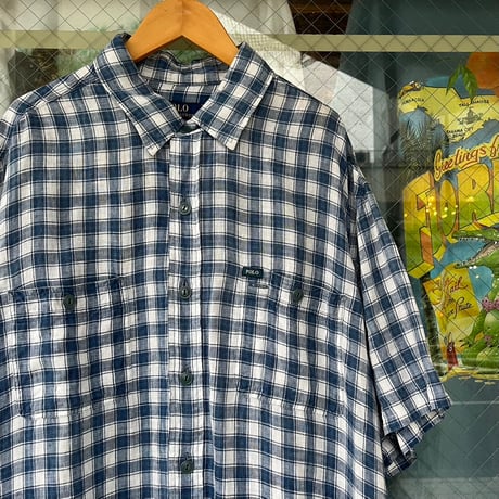Polo チェック柄リネン半袖シャツ