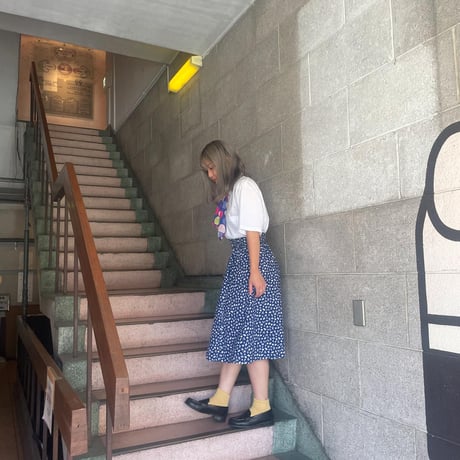 ベルト付シェル柄ギャザースカート