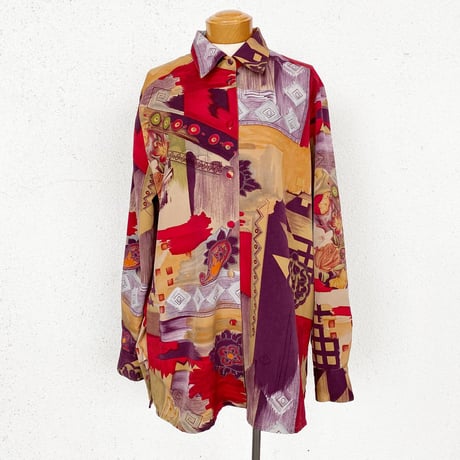 ポリエステルアート柄シャツ
