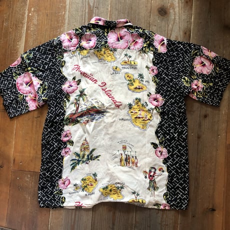 80's-90'sReyn spooner ハワイマップ×ハイビスカス