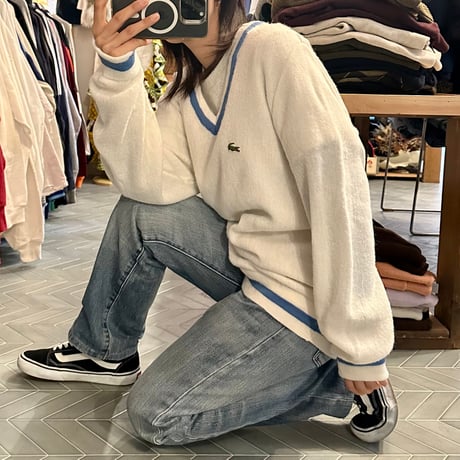 90s USA製  IZOD LACSTE リブラインニット