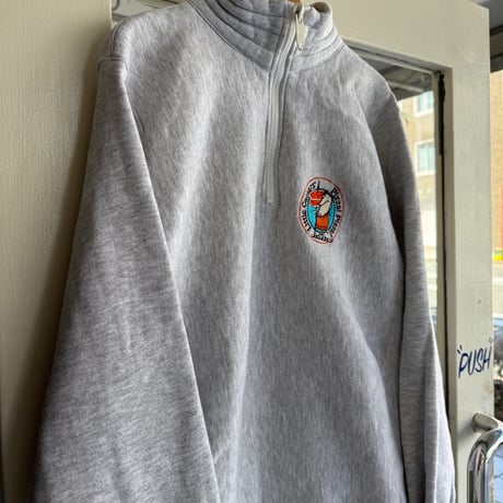 90's USA製 Little Caesars ハーフジップスウェット S