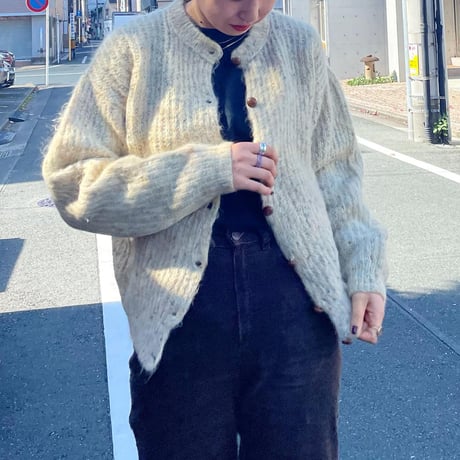 クルーネックモヘヤカーディガン