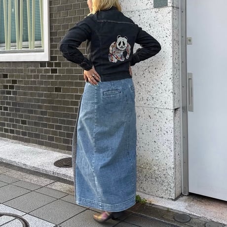 パンダパッチワーク刺繍デニムジャケット