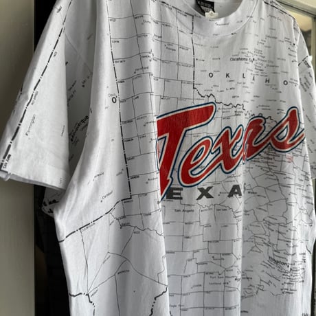90's Texas 総柄マップ Tシャツ
