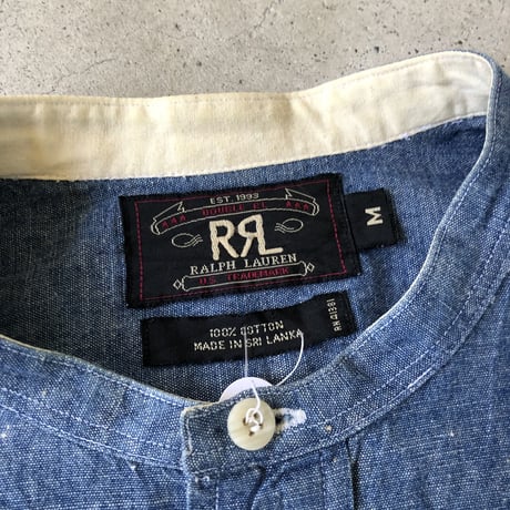 〝RRL〝 RALPH LAURENノーカラーコットンシャンブレーシャツ