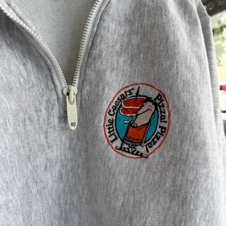 90's USA製 Little Caesars ハーフジップスウェット S