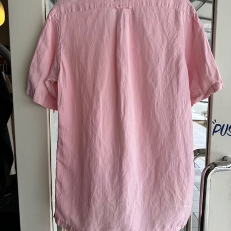 90's Ralph Lauren 半袖シルクリネン混無地シャツ S