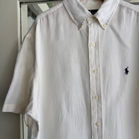 Ralph Laurenリネン半袖シャツ 白 L