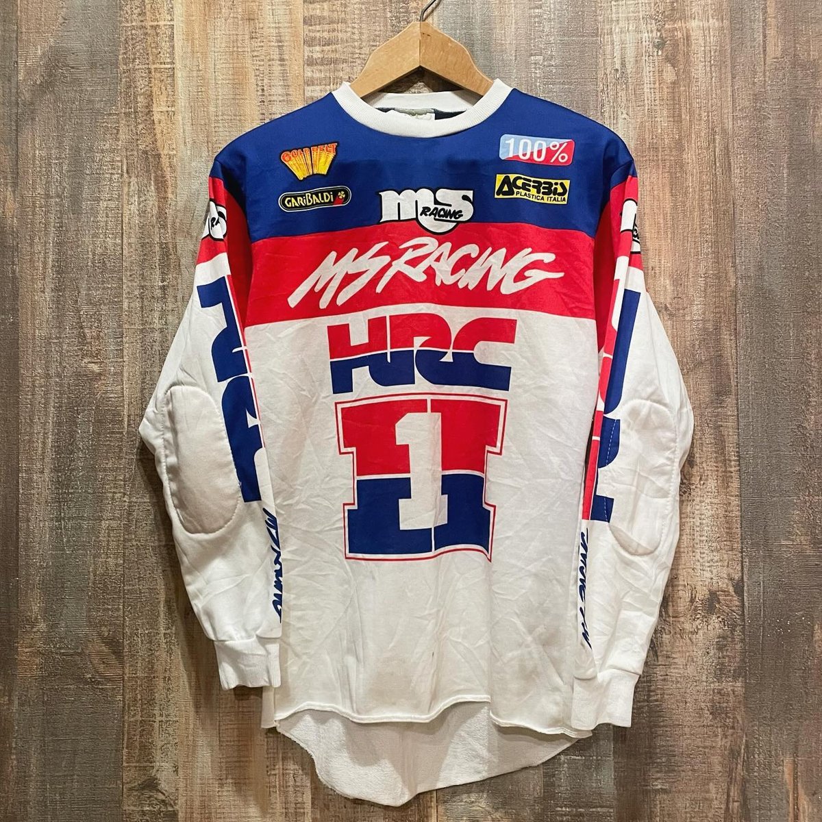 USA製 HONDA　トリコロールカラー　ビッグプリント　ジャージ素材ロンT USA製 HONDAトリコロールカラービッグプリントジャージ素材ロンT