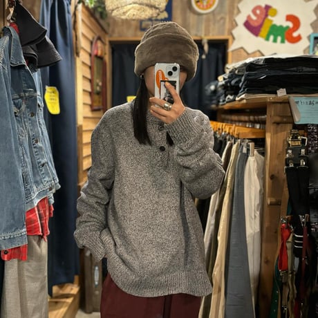 Eddie bauerヘンリーネックコットンニット