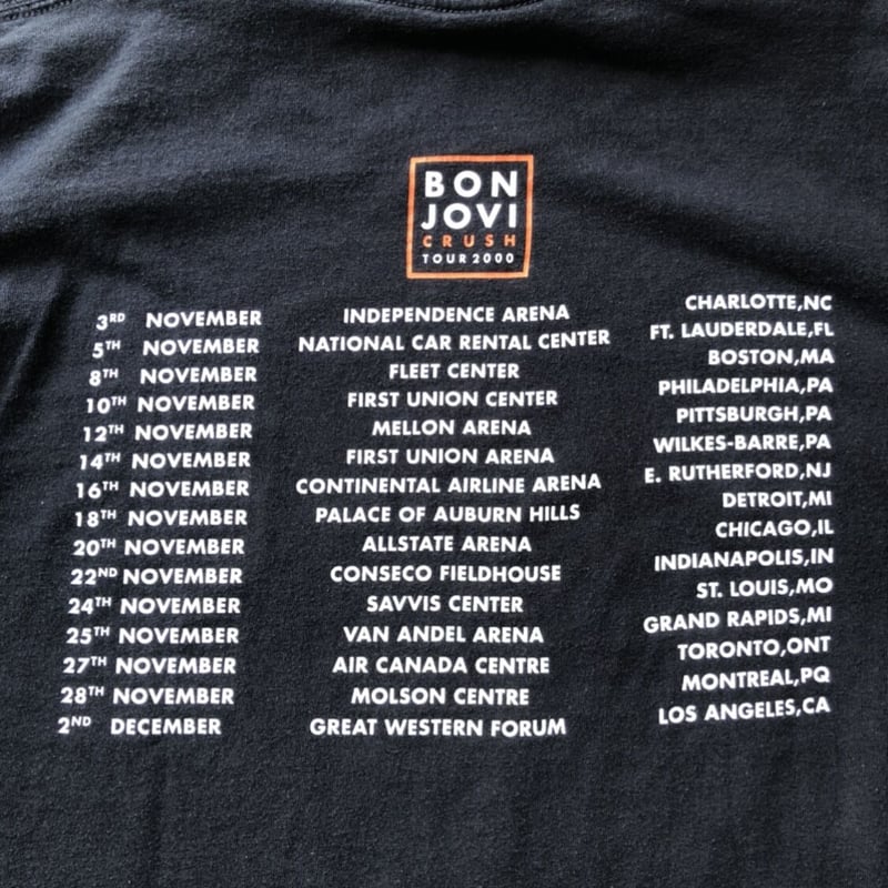 BON JOVI CRUSH TOUR 2000 Tシャツ Mサイズ 00's BON JOVI ツアーTシャツ 