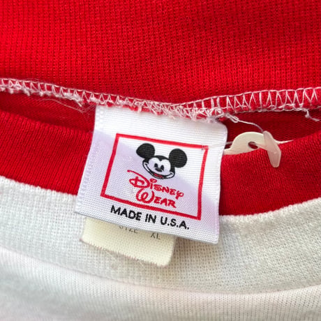 Disney ミッキー刺繍ボーダーロンT