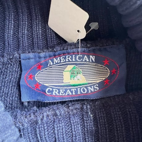USA製 アメリカ国旗タートルネックコットンニット