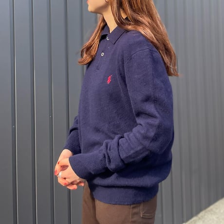 POLO ウールニット襟付セーター