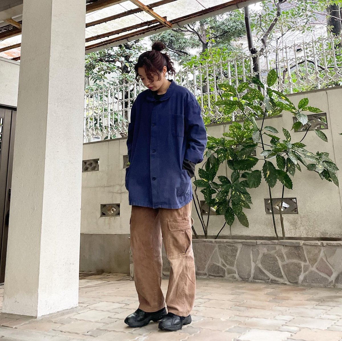 ユーロワーク ペンキ ショップコート カバーオール 黒 c87de6646f584defaef96f0b4f1129