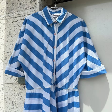 USA製 ミックスストライプシャツワンピース
