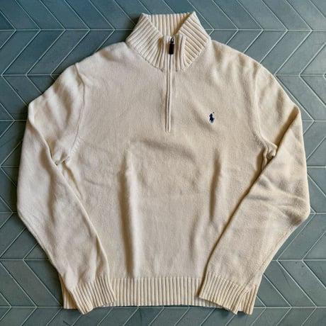 POLO コットンハーフジップニット