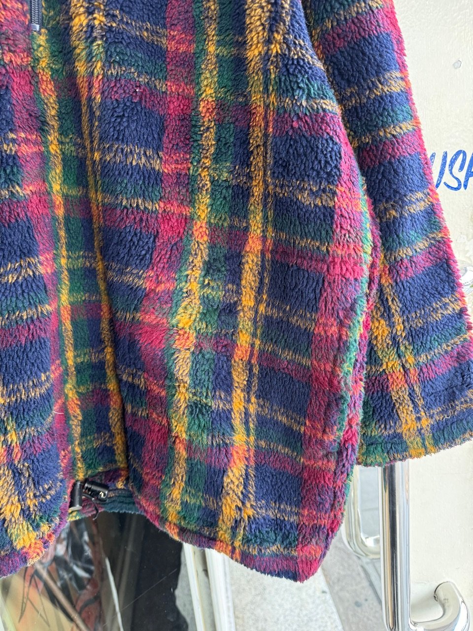 USS2 チェック柄 ハーフジップジャケット M USA製 EMS チェック柄 ハーフジップフリース | CUSTOM FEVER