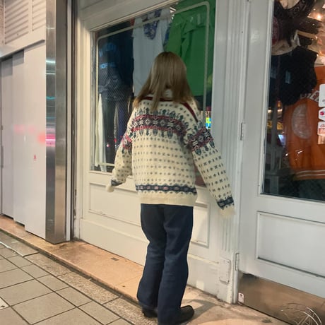 L.L.Bean USA製ヘンリーネックノルディック柄セーター