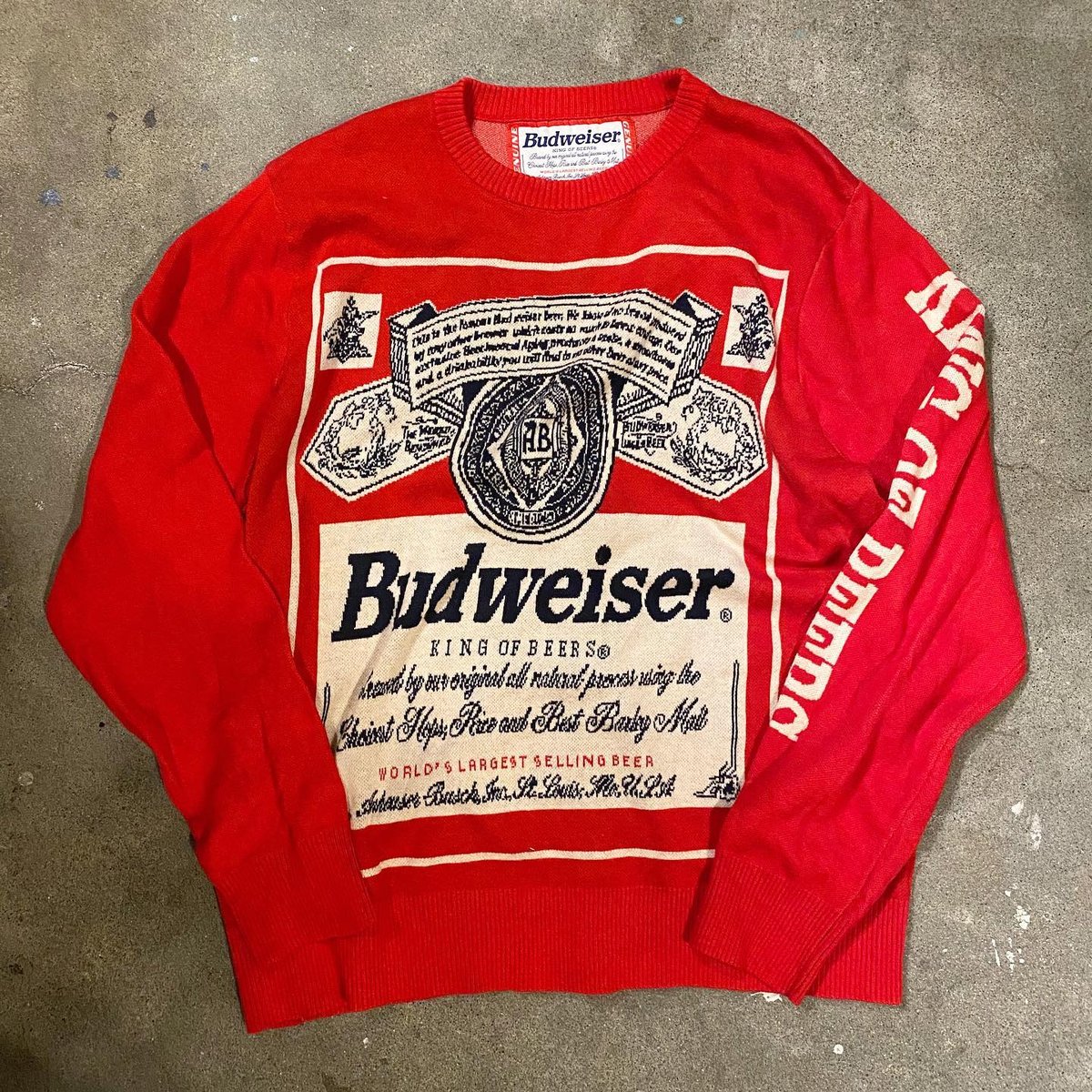 USA製 古着 80's バドワイザー アクリル ニット セーター マルボロ fit=scale-down,w=1200