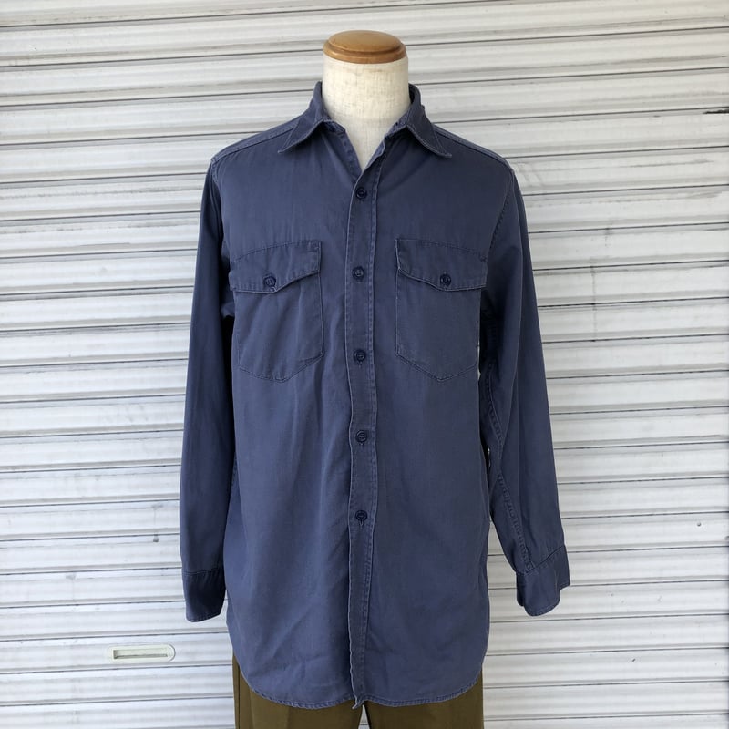~60’s ヴィンテージ カナダ製　ジップアップ　ワークシャツ　ネイビー　M/L 60's ヴィンテージ カナダ製 ジップアップ ワークシャツ
