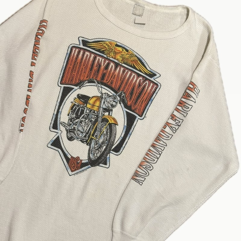 90's HARLEY DAVIDSON 袖プリントサーマルロンT | CUSTOM FEVER