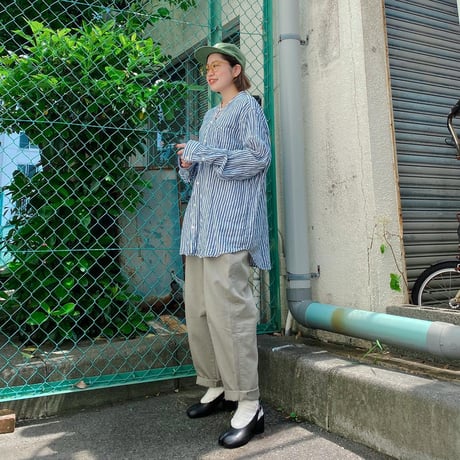 GAPバンドカラーストライプシャツ