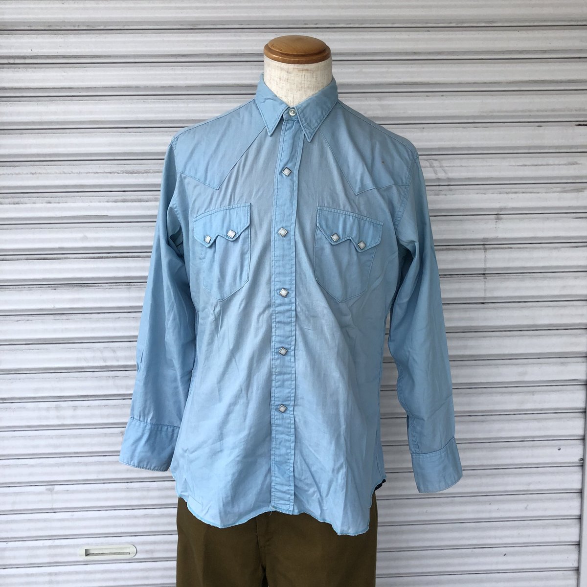 ▪️50’s HARRIS&FRANK ビンテージ シャツ チェンジボタン 青 ▪️50's HARRIS&FRANK ビンテージ シャツ チェンジボタン 青