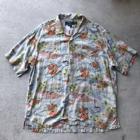 POLO SPORT レーヨン総柄ハワイアンシャツ XL