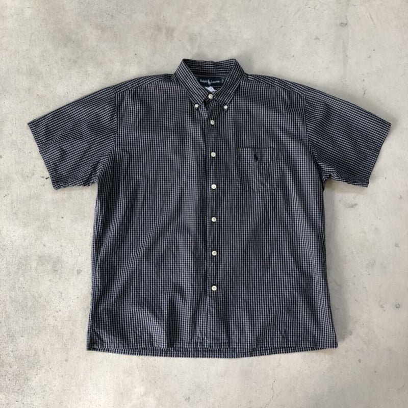 RRL Ralph Lauren 半袖シャツ M 白黒チェック　オープンカラー Polo Ralph Lauren オープンカラーシャツ ギンガムチェック | VOSTOK