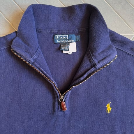 POLO ハーフジップコットンニット