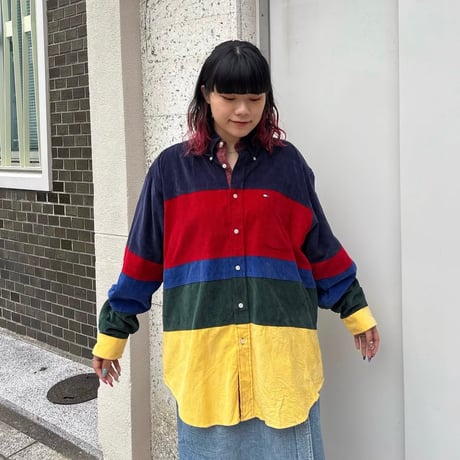 【NOS】TOMMY HILFIGER 切り替えコーデュロイシャツ