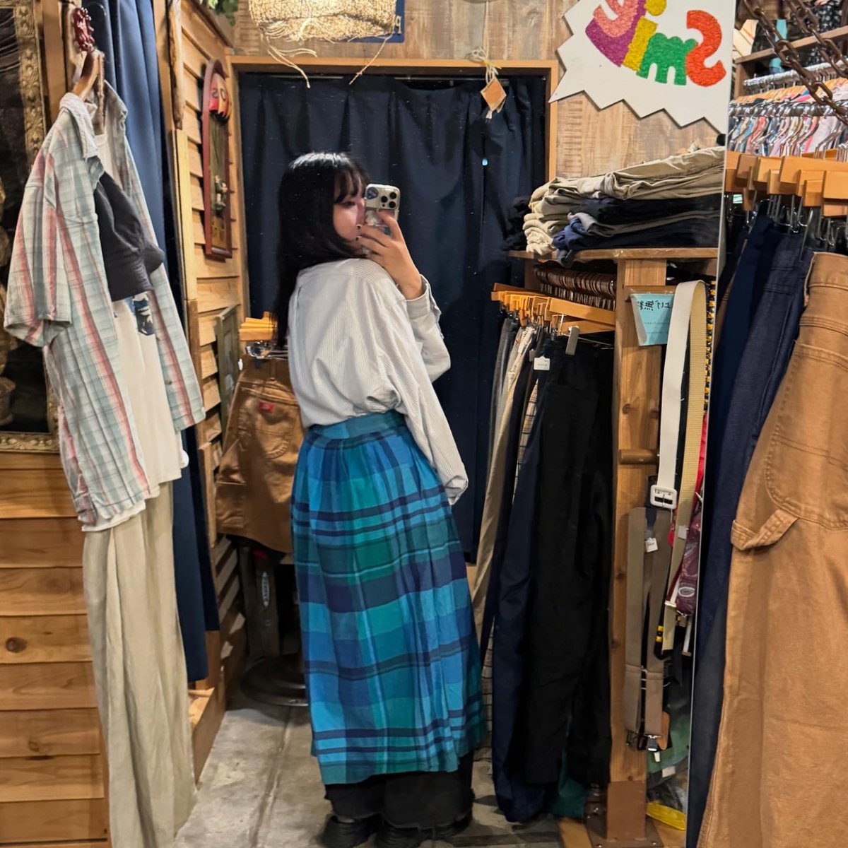 フルボタンチェックロングスカート | CUSTOM FEVER